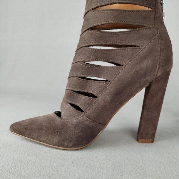 Steve Madden CARDII Suede Leather Pointy Toes Taupe Heeled Booties, Size 8M - Picture 11 of 13